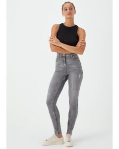 Papaya Petite April Grey Ripped Super Skinny Jeans