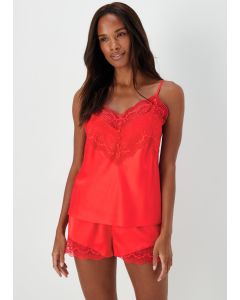 Red Satin Cami Short Pyjama Set