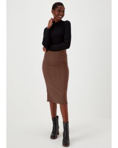 Burgundy Textured Jersey Midi Skirt