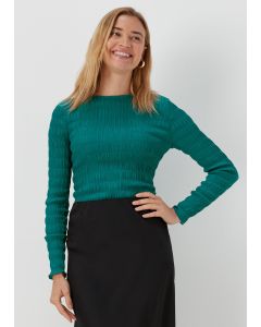 Teal Long Sleeve Textured Top