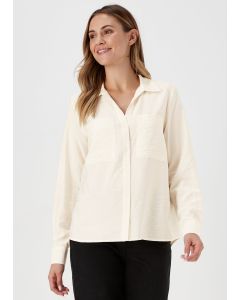 Cream Long Sleeve Utility Shirt