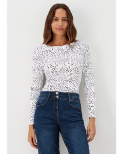 White Spot Print Long Sleeve T-Shirt