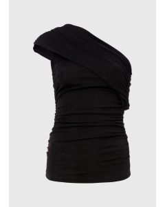 Et Vous Black Draped One Shoulder Top