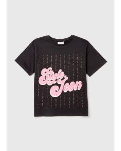 Girls Black Style Icon T-Shirt (4-13Yrs)