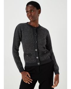 Et Vous Black Glitter Button Cardigan