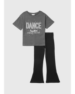 Girls  Dance Print T-Shirt & Flared Leggings Set