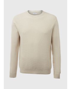 Ecru Grid Textured Knitted Jumper