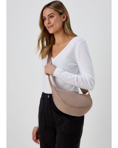 Taupe Nylon Moon Bag-Beige-One Size