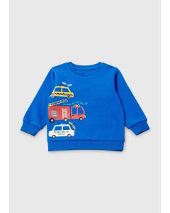 Boys Blue Vehicle Print Sweatshirt (1-7Yrs)