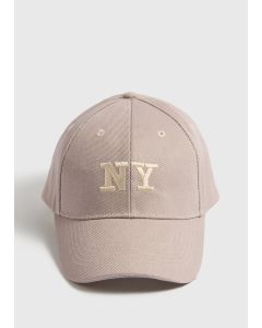 New York Slogan Hat-Beige-One Size