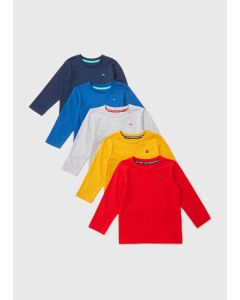 Boys 5 Pack Multicoloured Long Sleeve T-Shirts (1-7Yrs)