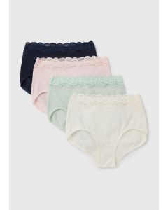 4 Pack  & Mint Lace Trim Full Knickers