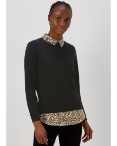  Leopard Print Shirt 2 in 1 Jumper