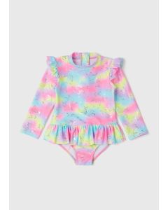 Girls Multicoloured Unicorn Long Sleeve Swimsuit (1-7yrs)