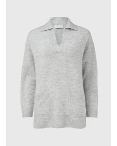 Grey Open Collar Jumper