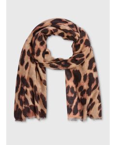 Brown Leopard Print Woven Scarf-Brown-One Size