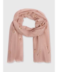  Floral Foil Print Woven Scarf-Pink-One Size