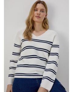 Cream Rib Ottoman Stripe Jumper