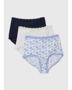 3 Pack Daisy Lace Cotton Full Knickers