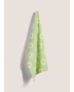 2 Pack Floral & Check Pattern Hand Towels-Green-Hand Towel