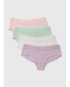 4 Pack Lace Trim Short Knickers