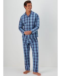 Blue Check Woven Long Sleeve Pyjama Set