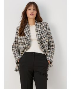 Et Vous Cream Check Boucle Blazer