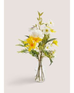 Mixed Flowers in Glass Vase Yellow-Yellow-One Size