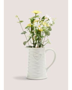 Flowers In Cream Heart Jug-One Size