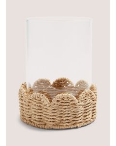 Scallop Edge Hurricane Candle Holder (14cmx14cm)-Wood