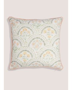 Floral Print Scallop Cushion Multi-Multi-One Size