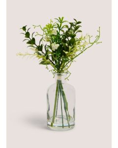 Stems in Glass Vase (20cm x 26cm x 17cm)-Green