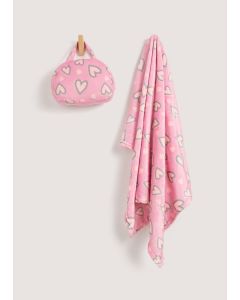 Heart Travel Blanket (25cm x 20cm x 8cm)-Pink