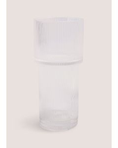 Ribbed Glass Vase-Clear-One Size