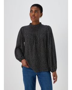  Spot High Neck Blouse