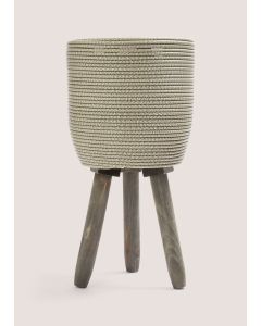  Rattan Planter with Legs (22cm x 22cm x 42cm-Grey