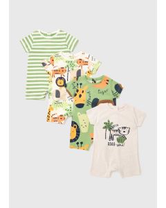 Baby 4 Pack Multicolour Jungle Rompers