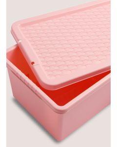 Pink Storage Rattan Lid (12L)-Pink