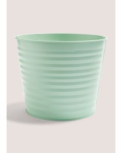 Ribbed Metal Planter (24cm x 20cm)-Green-One Size