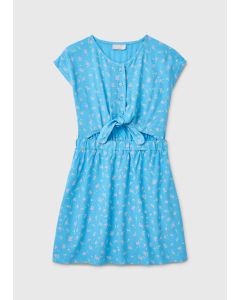 Girls Tie Front Floral Viscose Dress