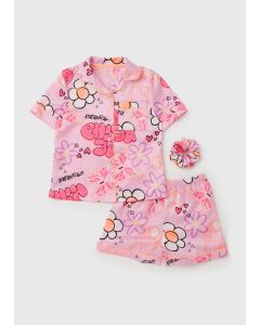  Graffiti Be Kind Satin Pyjama Set