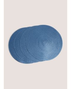 4 Pack Indigo Woven Placemats-Blue-One Size