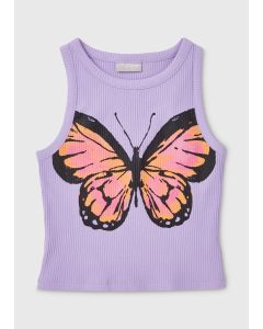 Girls Butterfly Ribbed Vest