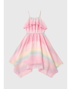 Girls Ombre Stripe Chiffon Occasion Dress 