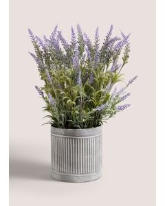 Lavender Plant In Metal Pot (45cm x 30cm x 28cm)-Natural