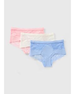 3 Pack Pink/Blue/Brushed Midi Knickers