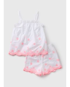 Girls Strappy Broderie Shortie Pyjama Set