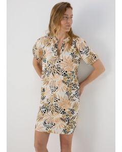 Leaf Print Linen Dress