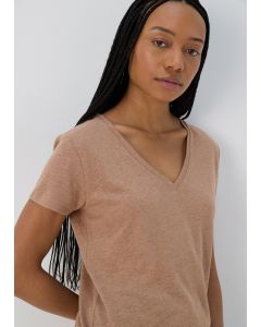 Plain Linen V Neck T-Shirt