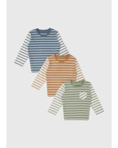 3 Pack Boys Stripe Long Sleeve T-Shirt